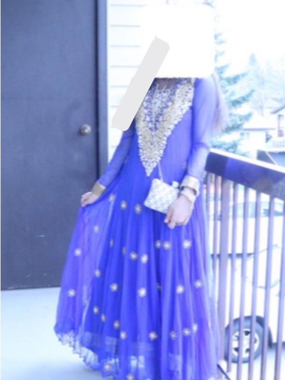 Pakistani/Indian Elegant Blue Embellished Women's Maxi Dress